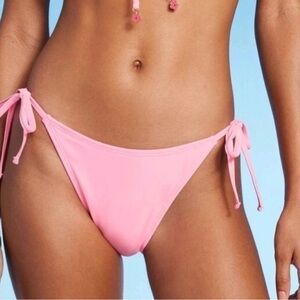 New Wild fable Women’s Bikini Bottoms Strong Tie Pink Cheeky Size Small NWT